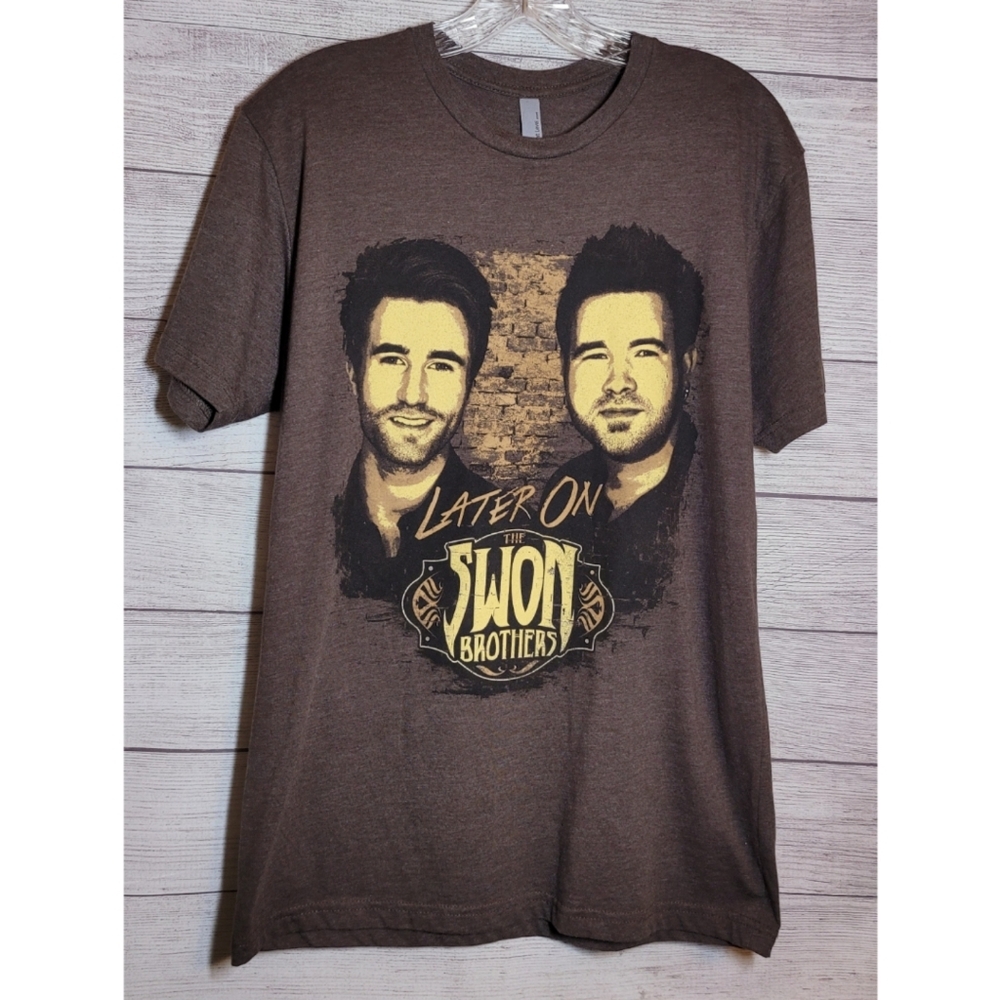 The Swon Brothers T Shirt Size M Brown Later On Next Level Tee  Adult Music Band